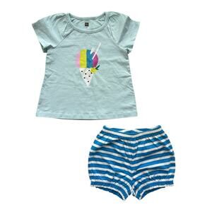 NWT Tea Collection USA Shave Ice Tee + Shorts Outfit Size 3T
